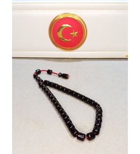 SIKMA KEHRİBAR TESBİH KOYU KAHVERENGİ RENKLİ USTA YAPIMI
