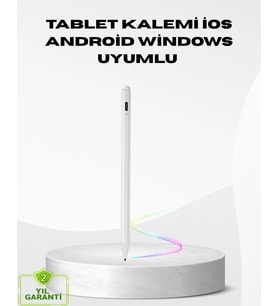 Mey İthalat® Type-C Şarjlı Dokunmatik Kalem – iPad, iPhone ve Android Uyumlu, Sessiz Çalışan