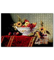 Cakapuzzle Seramik Tabakta Taze Meyveler ve Çiçekler Puzzle Yapboz MDF (Ahşap) (120 Parça)