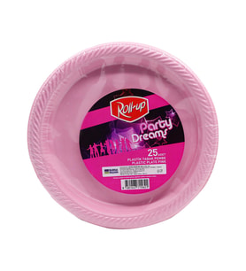Roll-Up Kullan At Renkli Pembe Parti Davet Plastik Tabak - 22 Cm. - 25 Adetlik Paket