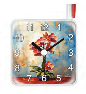 Galaxy Mıknastıslı Nostaljik Saksıdaki Çiçek Eskitme Desenli Buzdolabı Saati Kare 10 x 10 cm