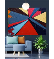 Soyut Renkli Geometrik Desen Dekoratif Kanvas - Mdf Ahşap Tablo