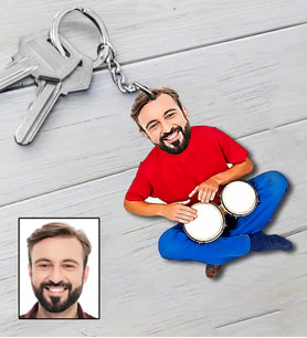 Kişiye Özel Darbukacı Tasarımlı Karikatür Anahtarlık 108