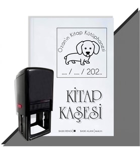 Kişiye Özel Sevimli Köpek 23 Tarihli Otomatik Kitap Kaşesi (Siyah)