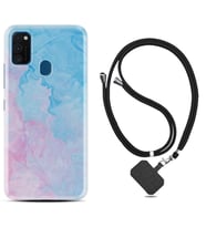 Samsung M21 M22 M23 M30 M31S M32 Kılıf Boyun Askılı Silikon Pink Blue Abstract 1385