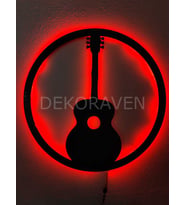 Gitar Led Işıklı Tablo (Kırmızı)