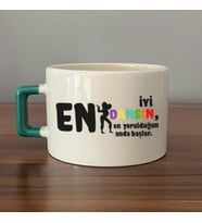 En İyi Dansın Baskılı Kadınlar Günü Yeşil Kulplu C Fincan
