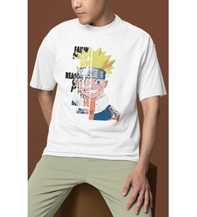 Naruto Uzumaki Baskılı Unisex Oversize Naruto Anime Dizi Karakter Tişört
