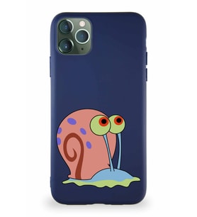 Apple iPhone 11 Pro Max Soft Premier Kapak Salyangoz Gary Tasarımlı Silikon Kılıf - Lacivert (Şeffaf)