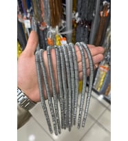 Hematit Taşı Rondela Kesim Parlak Gümüş 8x2mm Doğal Taş Dizi