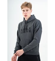 Maraton Comfort Erkek Kapüşonlu Siyahmelanj Sweatshirt
