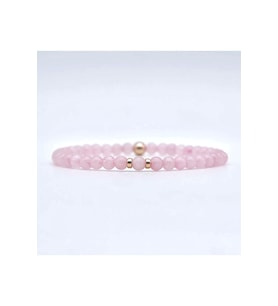 A+ KALİTE  4mm Minimalist Pembe Kuvars Doğal Taş Bileklik