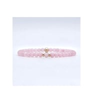 A+ KALİTE  4mm Minimalist Pembe Kuvars Doğal Taş Bileklik