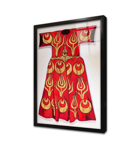 Kırmızı Sarı Kaftan Çerçeveli Cam Tablo
