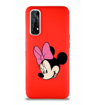 Realme 7 Soft Premier Kapak Minnie Mouse-B Tasarımlı Silikon Kılıf - Kırmızı (Şeffaf)