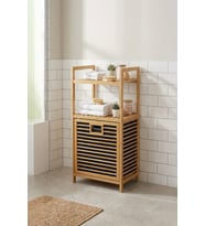 Mien Bambu Dikey Çamaşır Sepeti Raflı Çamaşır Sepeti 40x30x95 Cm - Jw 22190