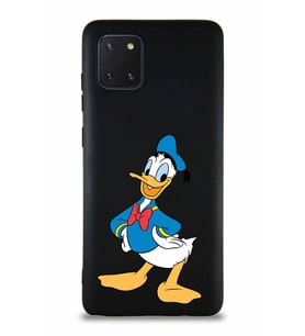 Samsung Galaxy A81 Soft Premier Kapak Donald Duck-C Tasarımlı Silikon Kılıf - Siyah (Şeffaf)