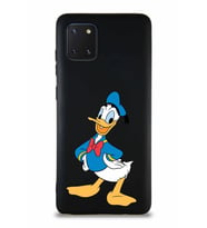 Samsung Galaxy A81 Soft Premier Kapak Donald Duck-C Tasarımlı Silikon Kılıf - Siyah (Şeffaf)