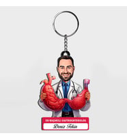 Karikatürlü - Erkek Gastroenterolog İsimli Anahtarlık