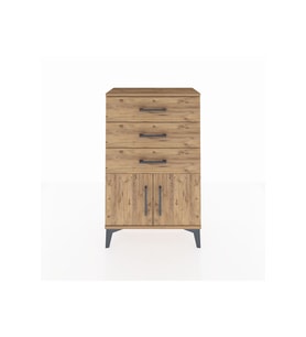 Arges Komodin 3 Çekmeceli 2 Kapaklı 60x30x96 Çam-Çam