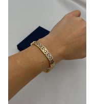 VIP Grek Motifli Taş İşlemeli Gold 17+2 CM Ayarlanabilir Bileklik
