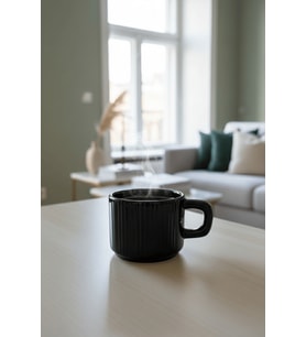 El Yapımı 260 ml Siyah Parlak Seramik Mug Çay Kahve Kupası MIT1301
