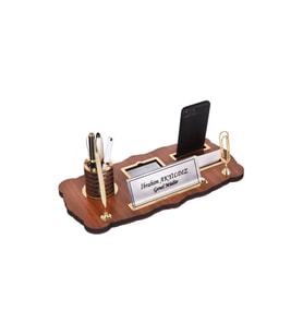 Ahşap Modern Masa İsimlik Ofis Dekoru (Bronz)