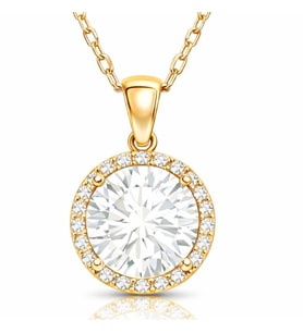 925 Ayar Gümüş Gold Yuvarlak Montür Kadın Kolye