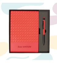 Akpınar Promosyon Premium Deri Görünümlü Defter & Kalem Hediye Seti (Kırmızı-Kırmızı)