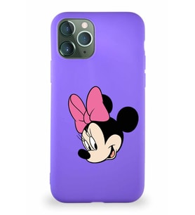 Apple iPhone 11 Pro Soft Premier Kapak Minnie Mouse-B Tasarımlı Silikon Kılıf - Mor (Şeffaf)