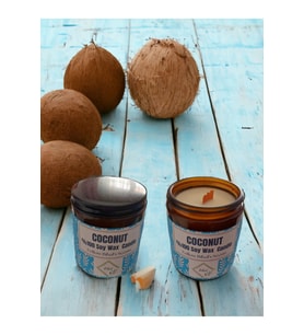 Bihal Hindistan Cevizi Kokulu Doğal Soya Wax Ahşap Fitil Mum (250ml - 510gr )
