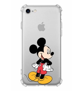 Apple iPhone SE 2022 Uyumlu Köşe Korumalı Antişok  Kapak Mickey Mouse Tasarımlı Şeffaf  Kılıf