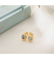 925 Ayar Gümüş Mart Ayı Doğum Taşı ( Aquamarine ) Küpe