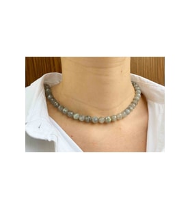 Labradorit Taşı Doğaltaş Kolye 8 Mm Faset