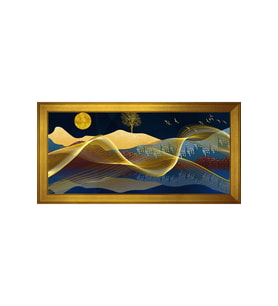Soyut Şekiller Motifli Kanvas Tablo 80 x 110 cm Gold Çerçeve