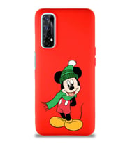 Realme 7 Soft Premier Kapak Mickey Mouse-G Tasarımlı Silikon Kılıf - Kırmızı (Şeffaf)