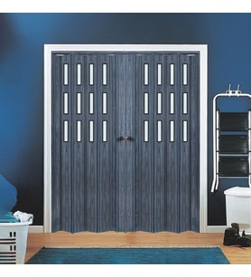 Faran Dekorasyon 245 x 215 Antrasit Renk Camlı Çift Açılım Pvc Akordiyon Katlanır Kapı FRNAKMODEL-242
