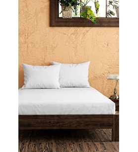 Beyaz Ranforce Pamuklu Çift Kişilik Lastikli Çarşaf Seti - 3 Parça - 160x200 cm