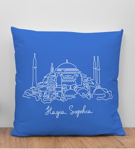 BK Gift Ayasofya Camii Tasarımlı Mavi Kırlent Yastık, Arkadaşa Hediye, Ev Dekorasyonu, Ev Hediyesi-1