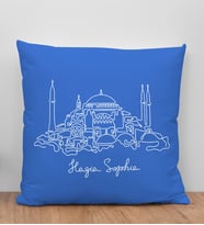 BK Gift Ayasofya Camii Tasarımlı Mavi Kırlent Yastık, Arkadaşa Hediye, Ev Dekorasyonu, Ev Hediyesi-1