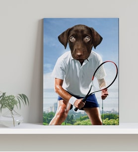 Evcil Dostlara Özel Tenis Oyuncusu Tasarımlı Portre Kanvas Tablo-3