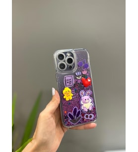 Iphone 14 Pro Max Uyumlu Sevimli Sulu Simli Tasarım Kılıf