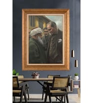 Altın Varaklı Çerçeveli Paspartulu Atatürk Tablo nh409 (Gold)