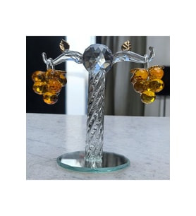 Dekoratif Kristal Cam Ikili Salkım Üzüm Sarı Gold