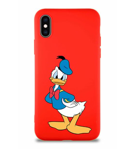Apple iPhone XS Soft Premier Kapak Donald Duck-D Tasarımlı Silikon Kılıf - Kırmızı (Şeffaf)