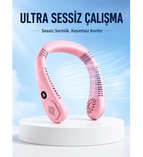Pembe Şarjlı Boyun Fanı 5 Kademeli Hız Ayarlı Taşınabilir Boyun Tipi Fan
