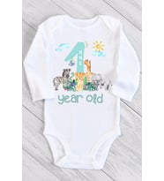 Unisex Bebek Beyaz 1 Yaş Safari Çıtçıtlı Body