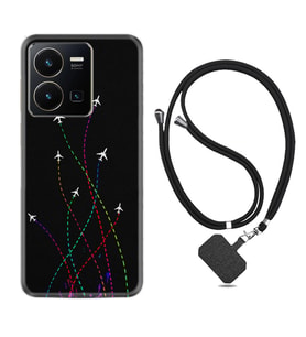 Vivo Y35 Kılıf Silikon Boyun Askılı İpli Desenli Silikon Line Planet 1736