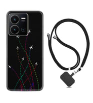 Vivo Y35 Kılıf Silikon Boyun Askılı İpli Desenli Silikon Line Planet 1736