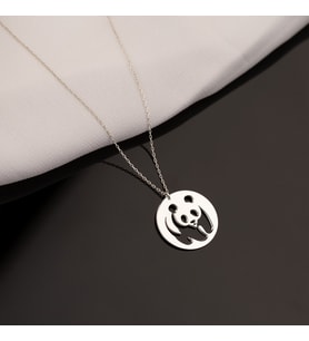 DKMN Gümüş Panda Şekilli Unisex 925 Ayar Gümüş Kolye Gümüş Unisex Kolye